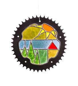 Stained Glass Landscape in Bicycle Chainring