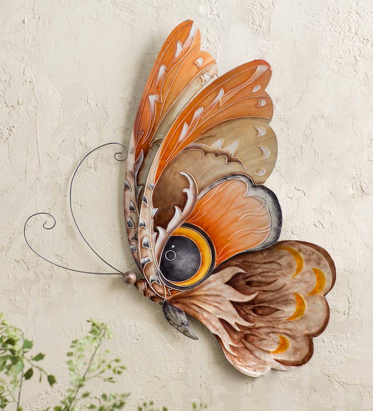 Metal and Capiz Owl Butterfly Wall Art