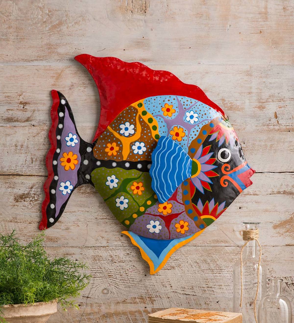 Handcrafted Colorful Metal Fish Wall Art