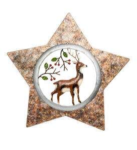 Handcrafted Deer in Star Metal Holiday Wall Art