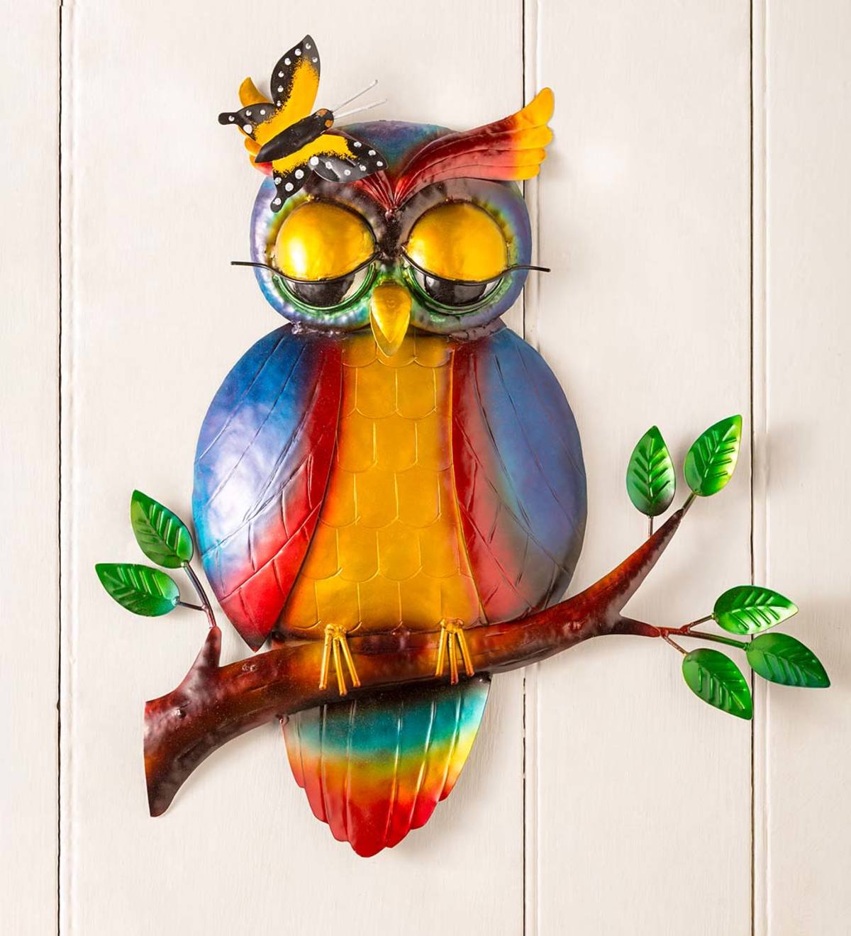Handcrafted Metal Sleepy Owl Wall Art