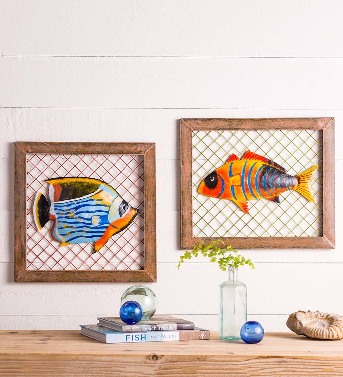 Handcrafted Framed Metal Fish Wall Art