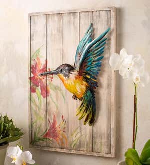 Hummingbird Outdoor Thermometer Metal Wall Art