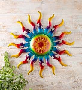 Handcrafted Lighted Metal Sun Wall Art