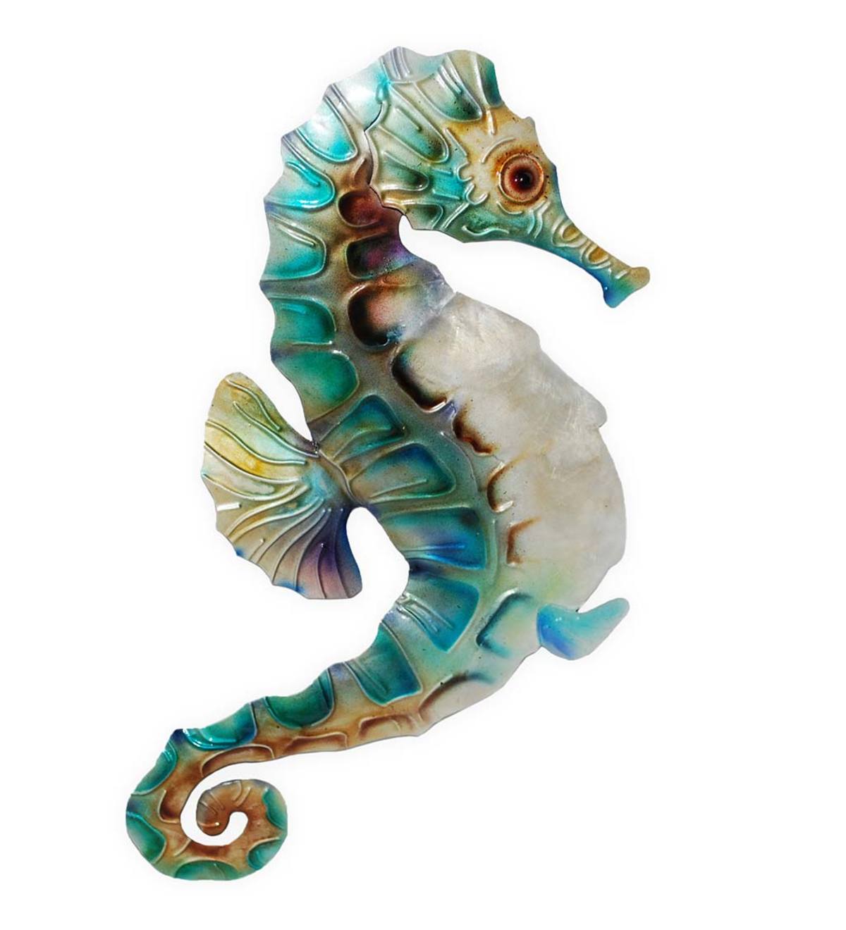 Handcrafted Metal and Capiz Seahorse Wall Art