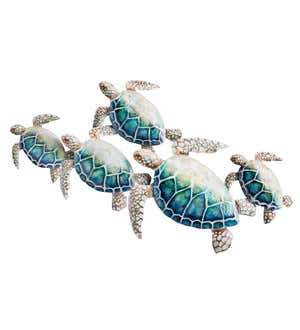 Handcrafted Metal and Capiz Sea Turtles Wall Art