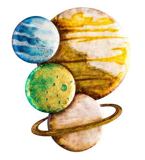 Handcrafted Colorful Metal and Capiz Planets Wall Art