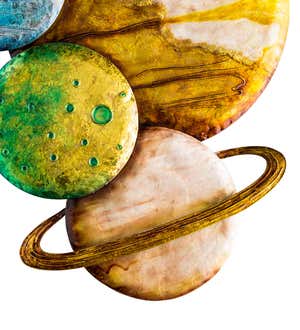 Handcrafted Colorful Metal and Capiz Planets Wall Art