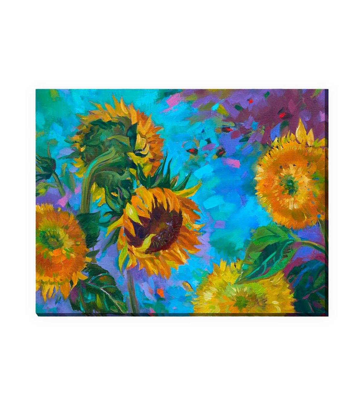 Sunflower on Blue Outdoor Canvas Wall Art