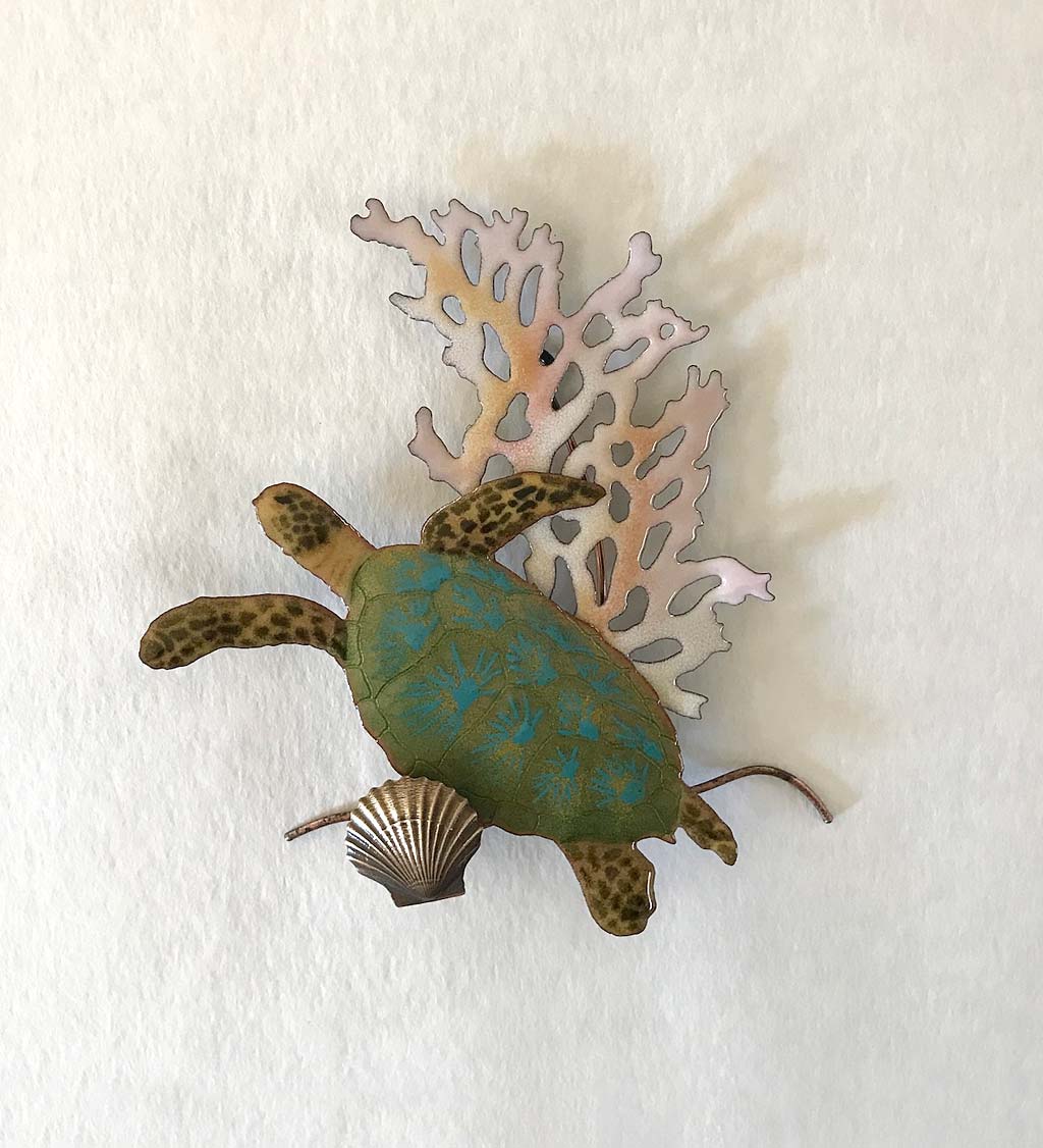 Handcrafted Sea Turtle and Coral Wall Art by Bovano