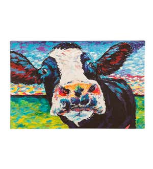 Large Indoor/Outdoor Curious Cow Wall Art, Set of 2