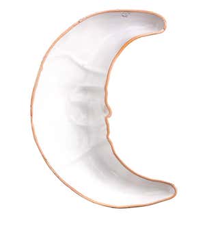 Handcrafted Clay Ceramic Crescent Moon Wall Art Painted in Traditional Mexican Talavera Style