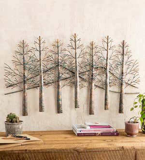 Trees and Mountains Handmade Metal Indoor or Outdoor Wall Art