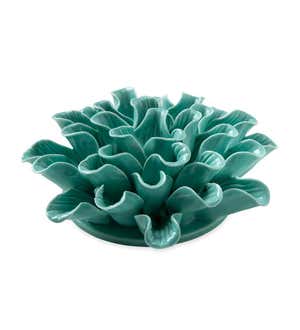 Handcrafted Ceramic Flower Wall or Tabletop Sculpture - Coral