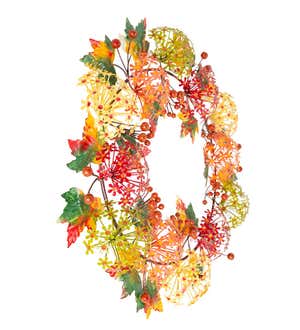 Handmade Metal Floral Wreath in Warm Autumn Colors