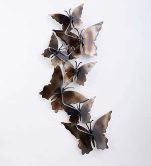 Handcrafted Flame-Treated Metal Butterfly Wall Art