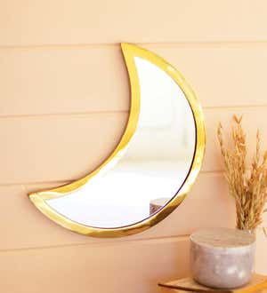 Golden Metallic Crescent Moon Mirror