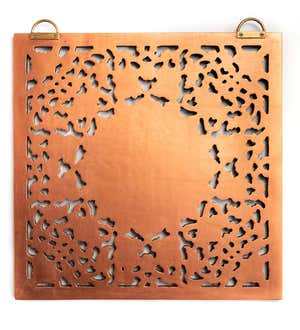Intricate Copper-Colored Wood Wall Panel