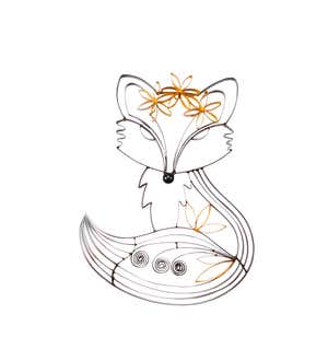 New & Recycled Metal Whimsical Fox Wall Art