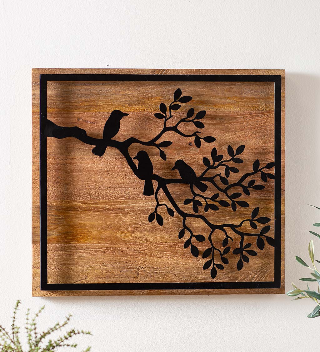 Three Songbirds Mango Wood Wall Art