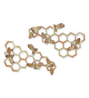 Bee and Honeycomb Wall Hanging, Set of 2