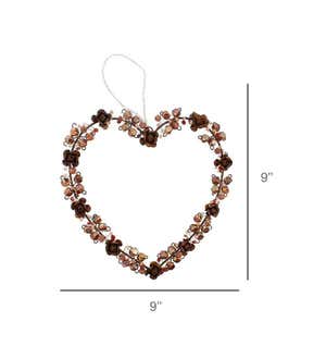 Vintage-Inspired Iron and Glass Beaded Flower Heart