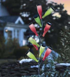 Metal Bottle Tree With Set of 10 Solar-Powered Bottles - Christmas