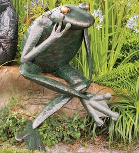 Thinking Frog Metal Yard Sculpture