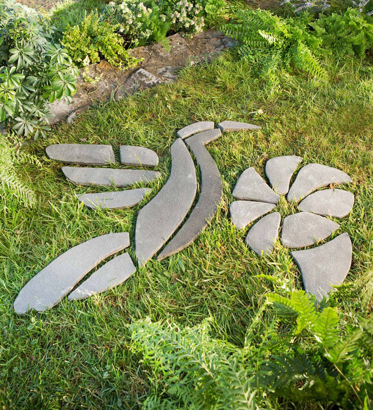 Decorative Stones Hummingbird with Flower Garden Accent