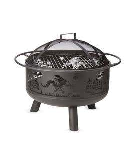 Dragon-Themed Steel Fire Pit