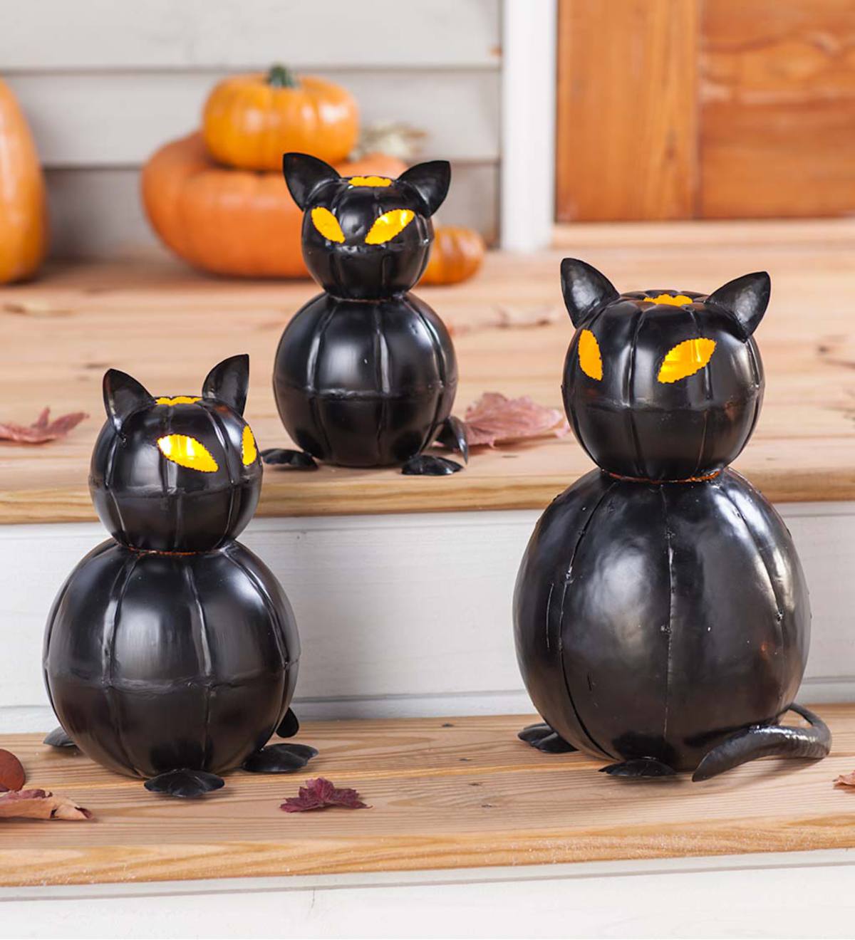 Metal Black Cat Lanterns, Set of 3