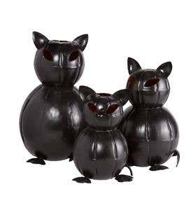 Metal Black Cat Lanterns, Set of 3