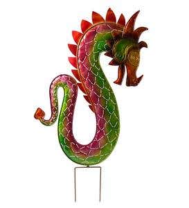 Right-Facing Colorful Metal Dragon Garden Stake