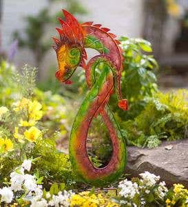 Left-Facing Colorful Metal Dragon Garden Stake