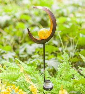 Solar Lighted Metal Moon Garden Stake