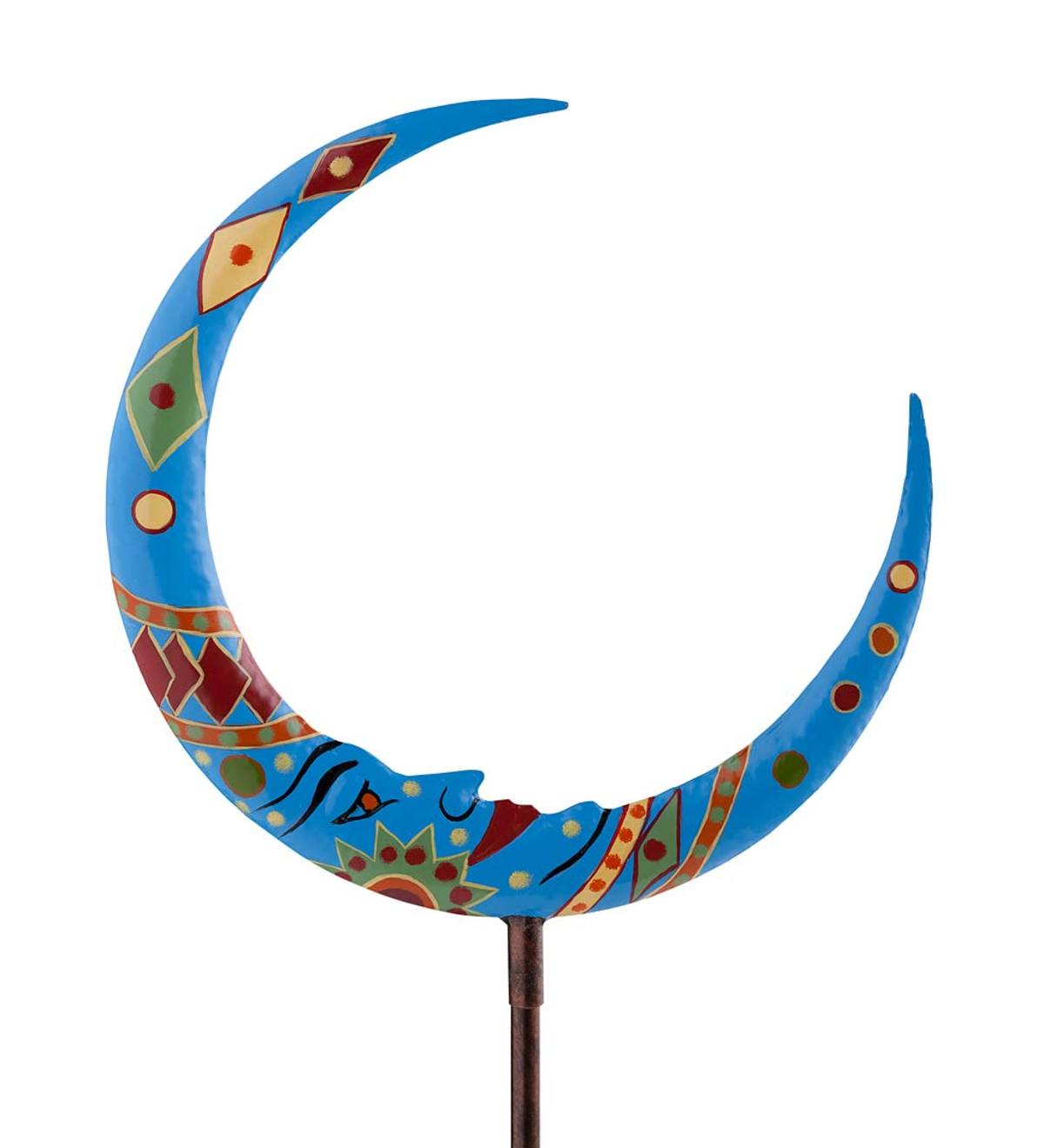Metal Man in the Moon Garden Stake - Multi-Colored