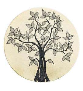 Decorative Garden Stone with Hand-Drawn Tree of Life