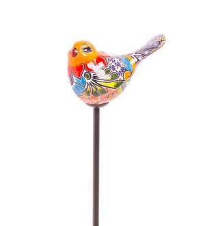 Handcrafted Talavera-Style Ceramic Bird Decorative Garden Stake