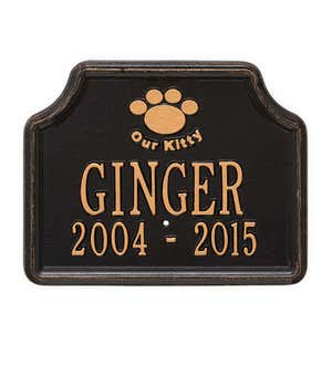 Our Kitty Customizable Metal Cat Memorial Marker Stake - Black