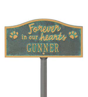 Forever In Our Hearts Customizable Metal Pet Memorial Marker Stake - Black
