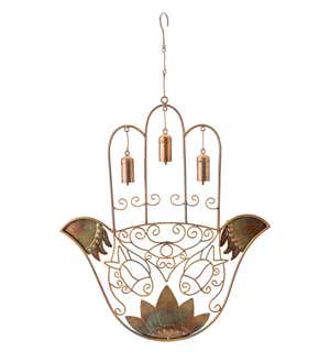 Handcrafted Hamsa Hand Wind Chime with Three Bells