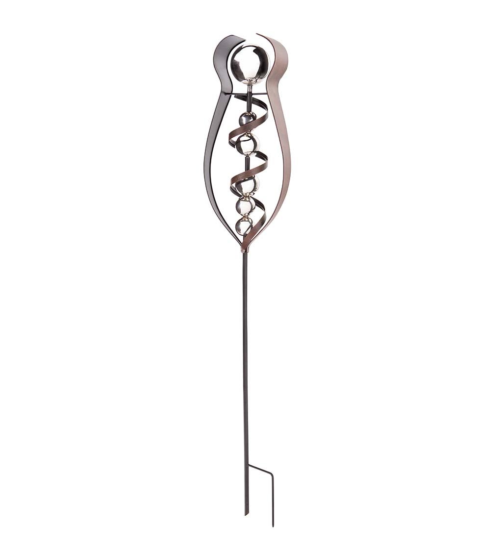 Iron and Six Stainless Steel Sphere Sculptural Garden Stake
