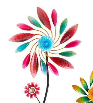 Spinning Flowers Colorful Garden Stake Wind Spinner