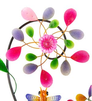 Colorful Garden Trellis with Three Spinning Flowers