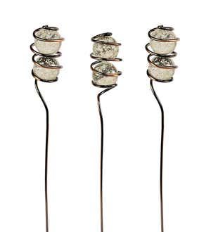 Double Coil Solar-Powered Pot Stickers, Set of 3