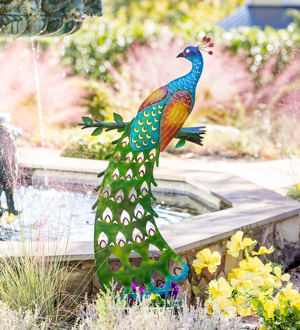 Colorful Peacock Metal Garden Stake/Trellis