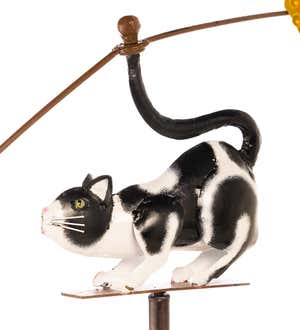 Cat, Mouse and Cheese Whimsical Metal Wind Spinner