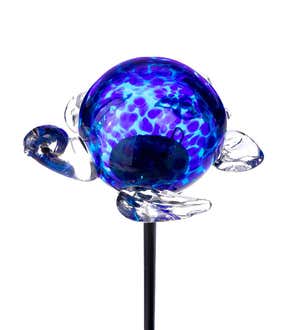 Solar-Lighted Glass Turtle or Snail Garden Stake