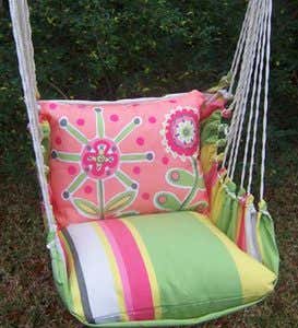 Swing with Pink or White Daisy Pillow - White Daisy
