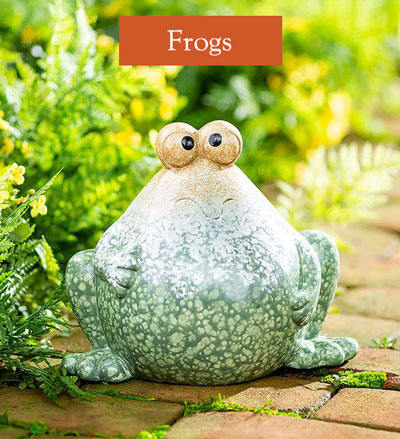 Image of Ceramic Frog Sculpture with Big Eyes and Big Belly - Frogs Decor